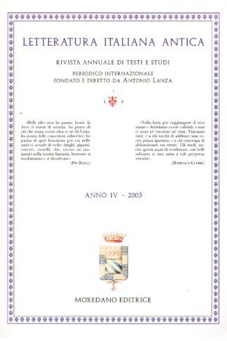 Letteratura Italiana Antica. Rivista annuale di testo e studi
